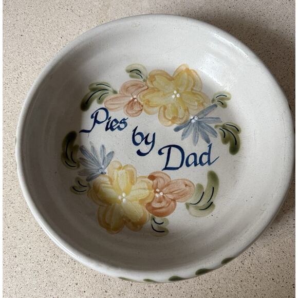Louisville Stoneware Other - Louisville Stoneware Pie Plate "Pies By Dad" Ky USA Floral 9" Handmade Cottage